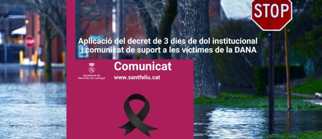 Institutional mourning and statement from the Sant Feliu de Llobregat City Council in solidarity with the victims of the DANA storm